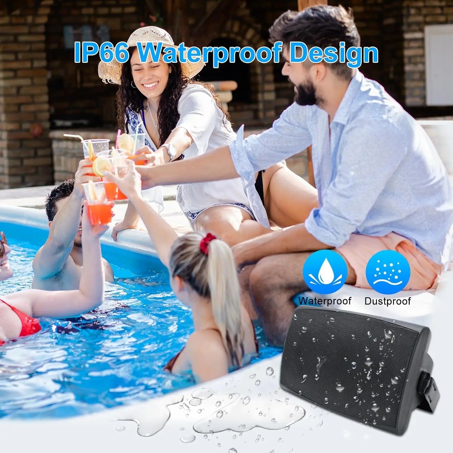 Herdio 400W 6.5‘’ Passive Outdoor Speakers Wired Waterproof 2 Way Wall Mounted Speakers With Powerful Bass For Patio Home 2PCS