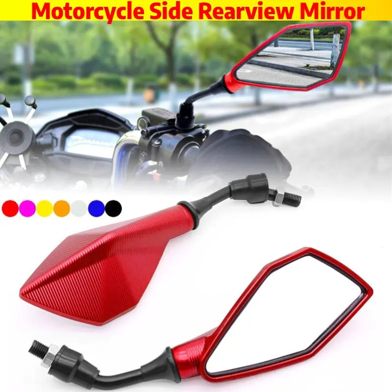 Motorcycle Mirrors Red M10 ABS Motorcycle Rearview Mirrors Scooter E-Bike ATV Dirt Bike Rear View Mirrors HD Side Mirror
