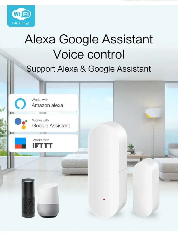 Tuya Smart WiFi Zigbee Door Sensor Smart Home Open Close Detector Smartlife App Control Notification Compatible