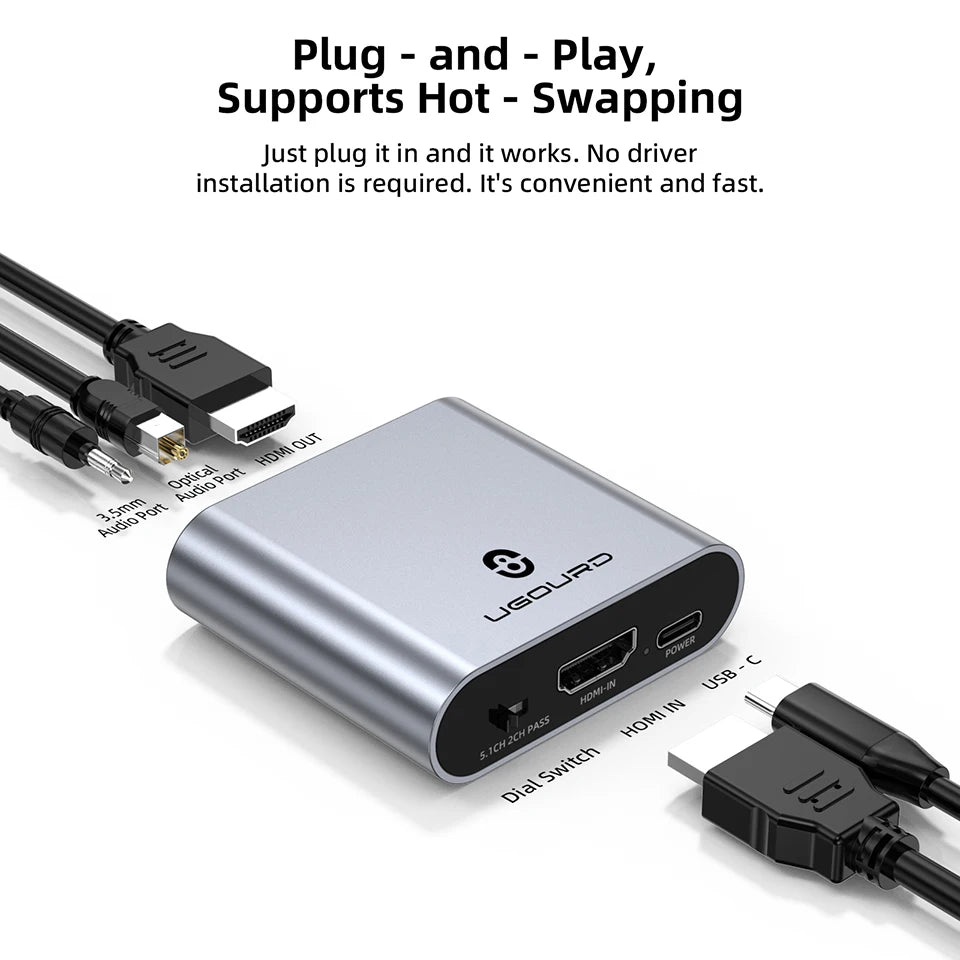 4K 30HZ HDMI-Compatible Audio Extractor Stereo Audio Converter 3.5mm 4k X 2k Audio Splitter Adapter For PS4 TV DVD Home Theater