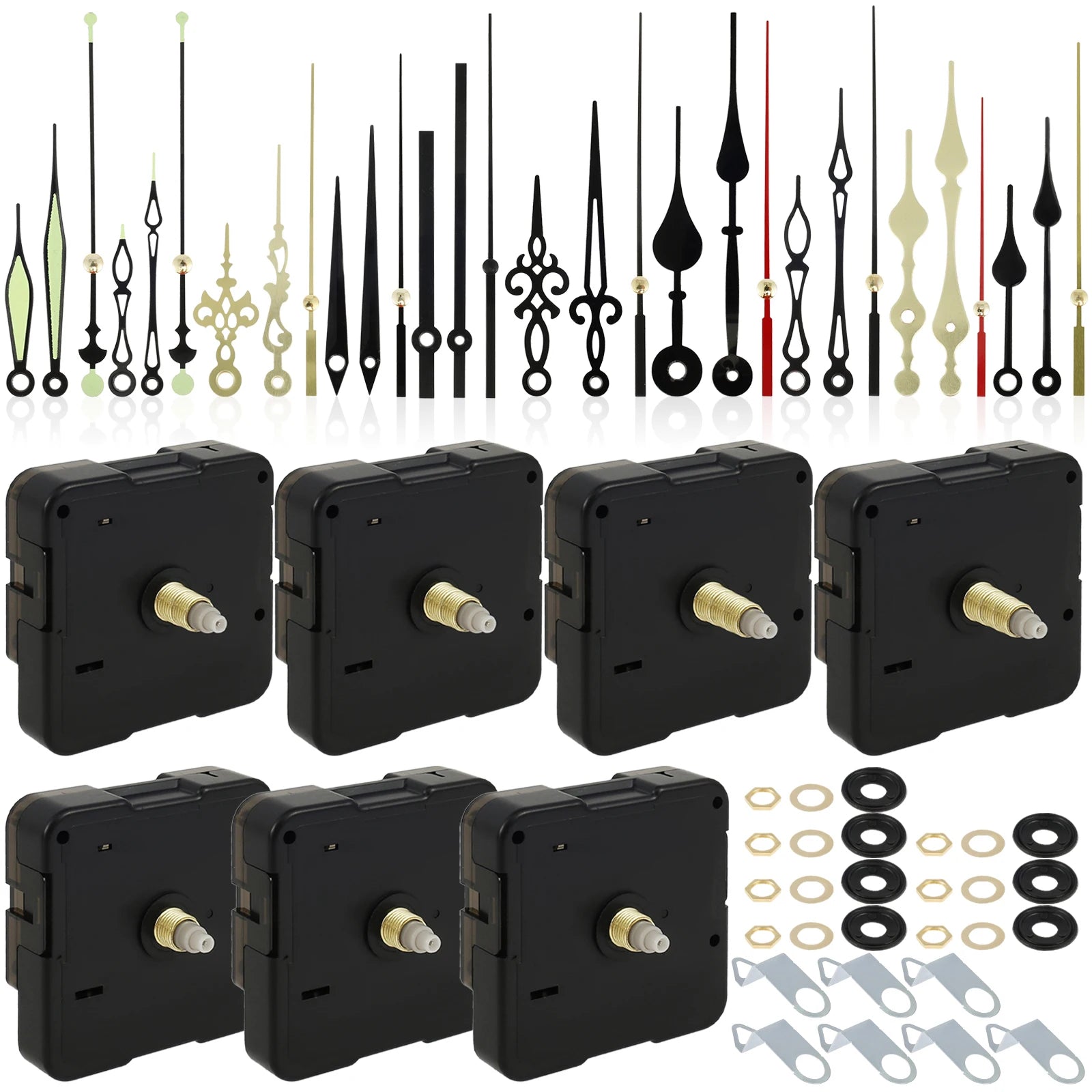 Clock Movement Mechanism with 10 Styles Aluminium Clock Hands DIY Quartz Wall Clock Battery Powered Silent Quartz Clock Movement