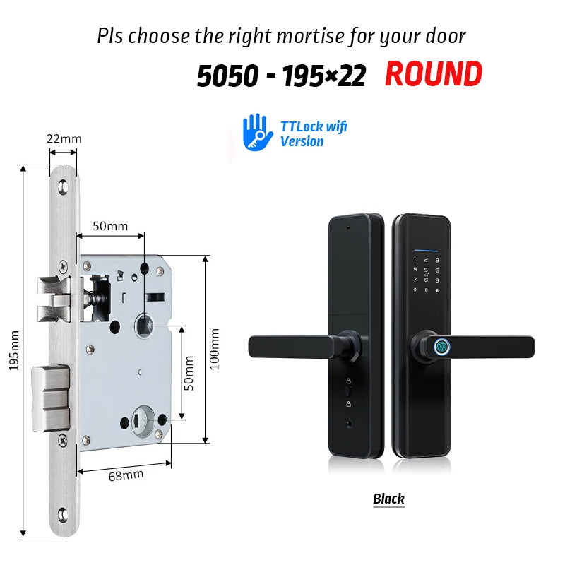 YRHAND New Ttlock Wifi Electronic Smart Door Lock With Biometric Fingerprint Work with Google home Aleax  For home or Hotel