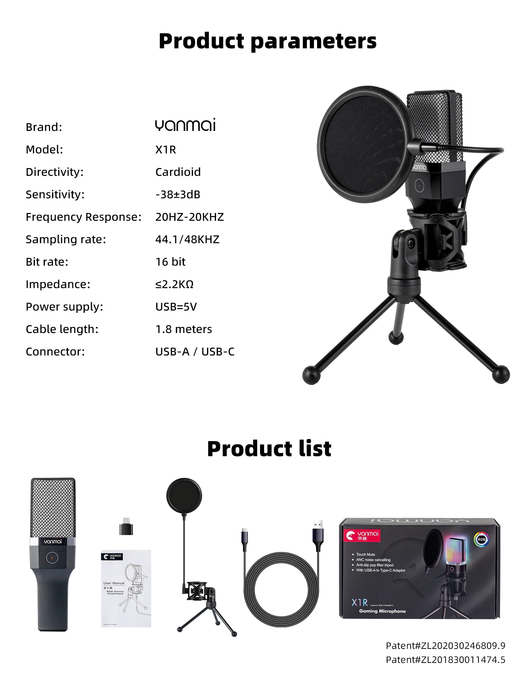 Gaming Computer Professional Condenser Microphone Mic PC Laptop USB Wired Live Streaming Podcast Studio Mike Kit Gamer Karaoke