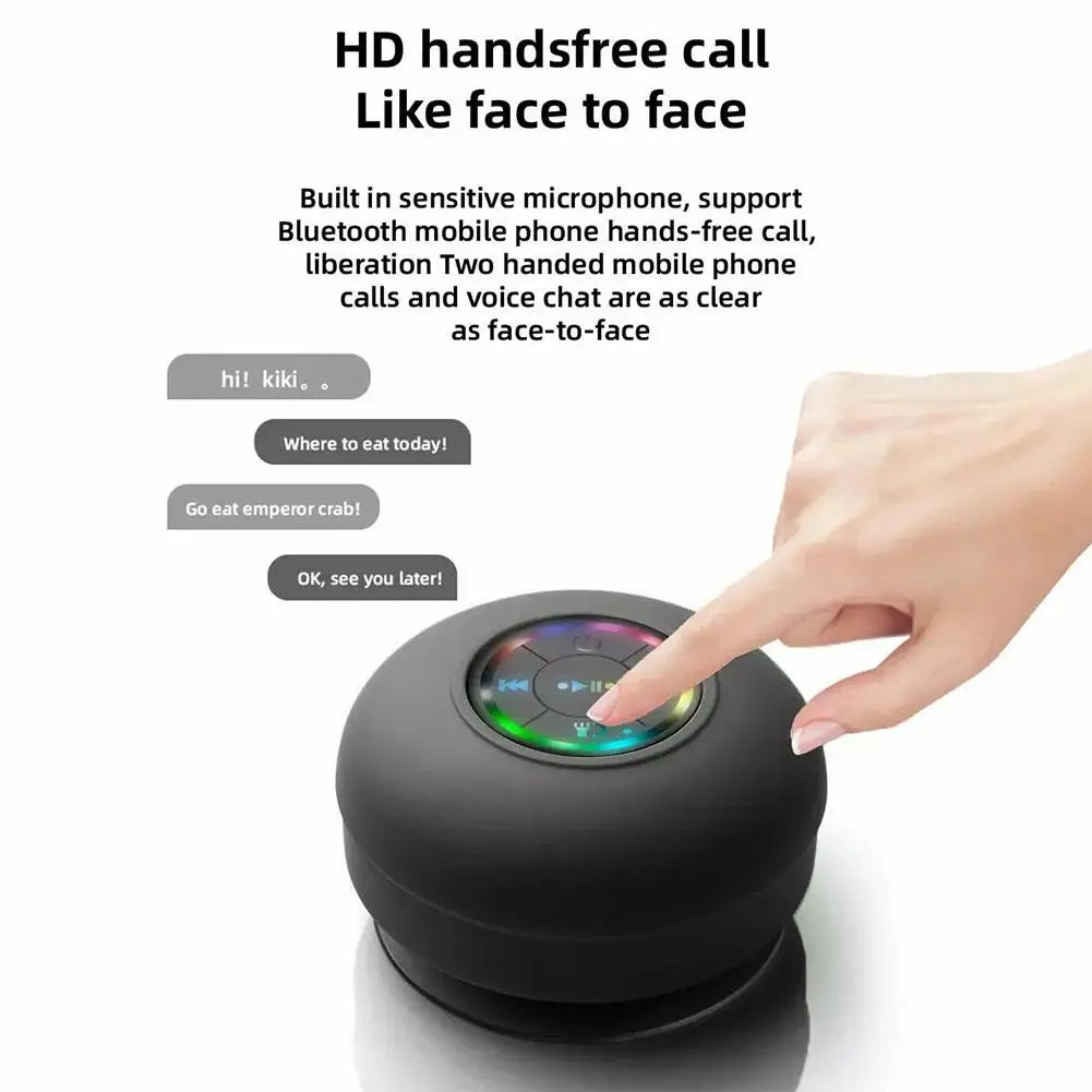 Bathroom Waterproof Bluetooth Speaker with RGB LED Light Mini Outdoor Travel Portable Wireless Shower Suction Cup Speakers