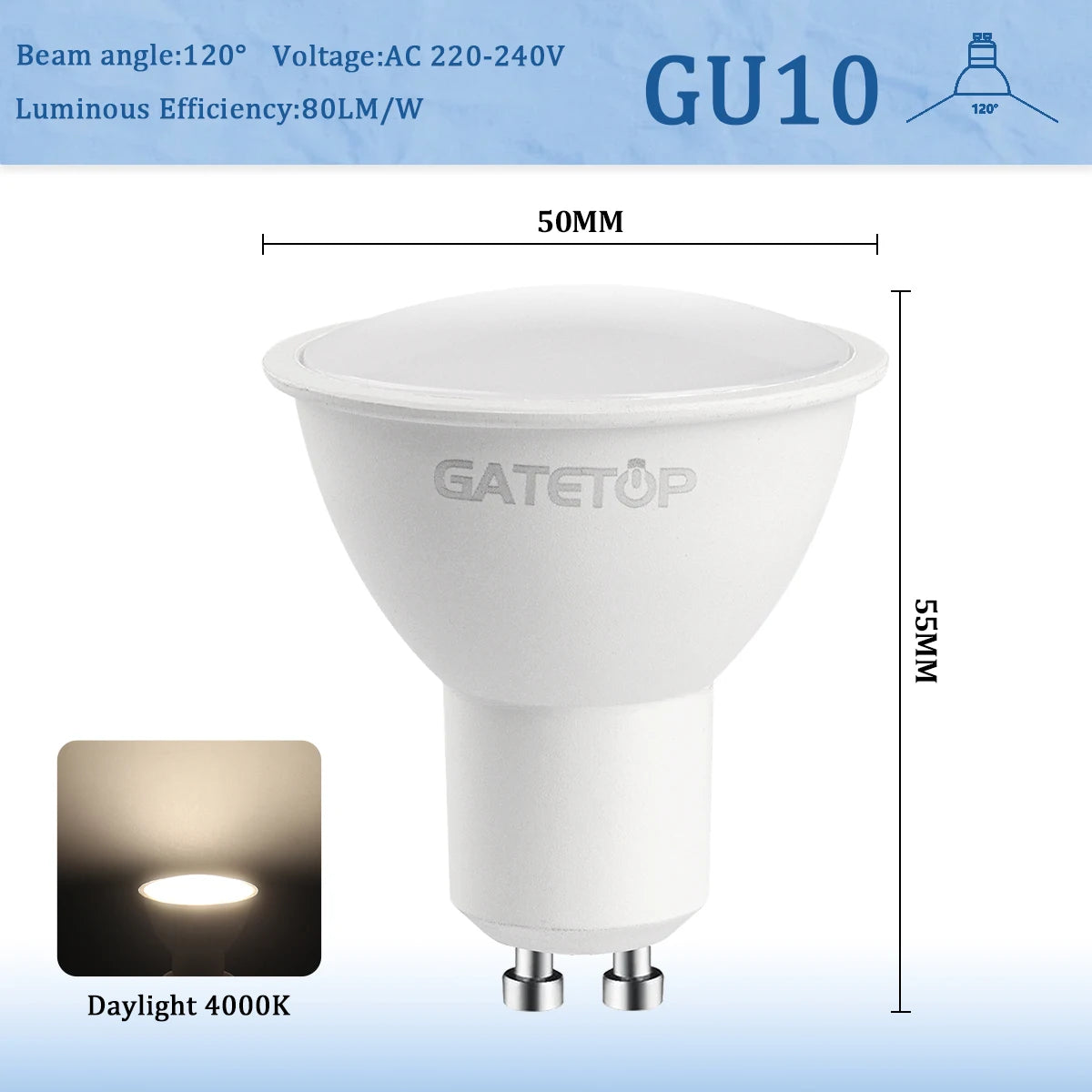 4-20pcs GU10 Led Spotlight Bulb dimmable warm cold white light 120° 38° 3000K 4000K 6000K  for home bedroom derec Recessed Light