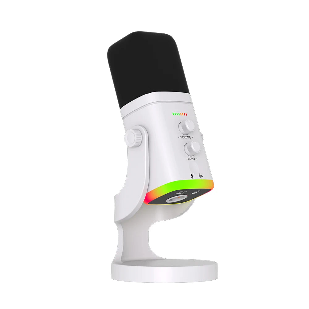 EASEMELO Dynamic RGB Breathing Light Microphone with Noise Cancelling USB Type-C Wired HIFI Sound Card for Gaming Streaming