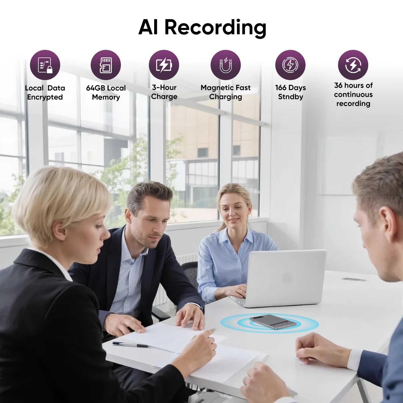 AI Voice Recorder 118 Languages ChatGPT-4  App Phone Call Mini Audio for Meetings, Lectures，Calls, AI Transcription Transcribe