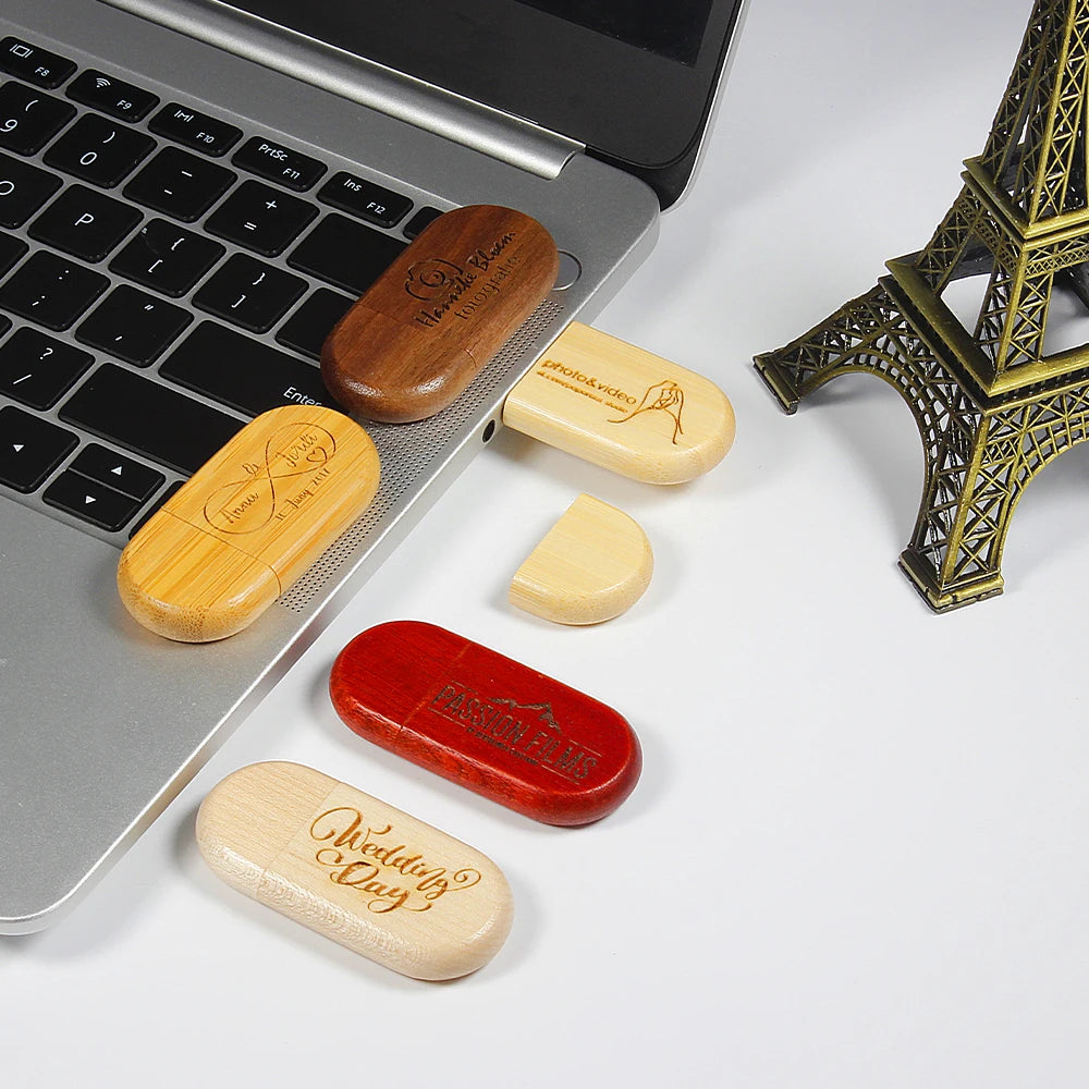 JASTER USB 2.0 Flash Drive 64GB Pen drive Wooden Box Free Personal LOGO Memory stick 64GB 32GB 16GB wedding Gift U disk Pendrive