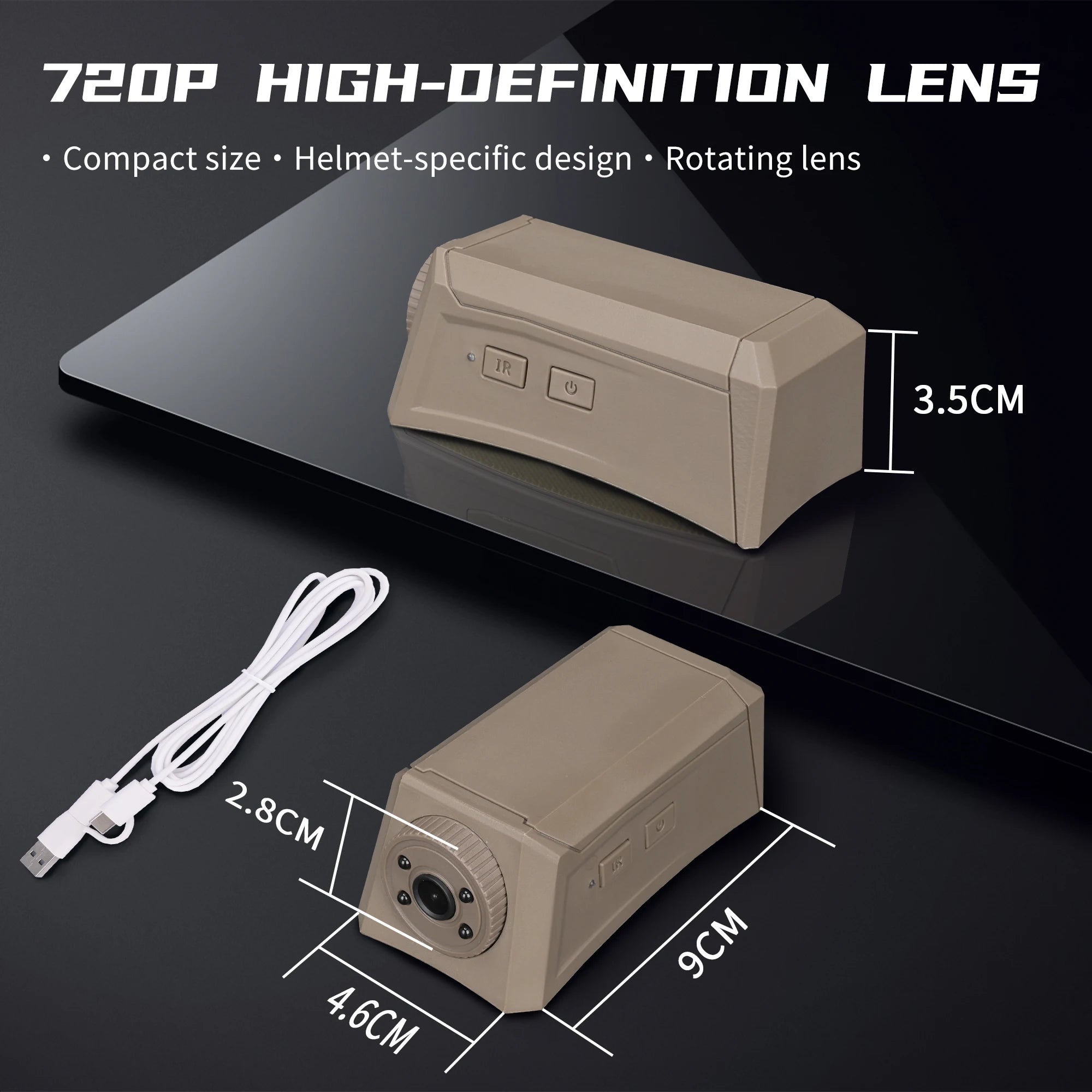 Tactical Helmet Camera, 720P HD Video Recorder with Photo Capture, Adjustable-Angle Helmet Cam, FAST Helmet Accessories