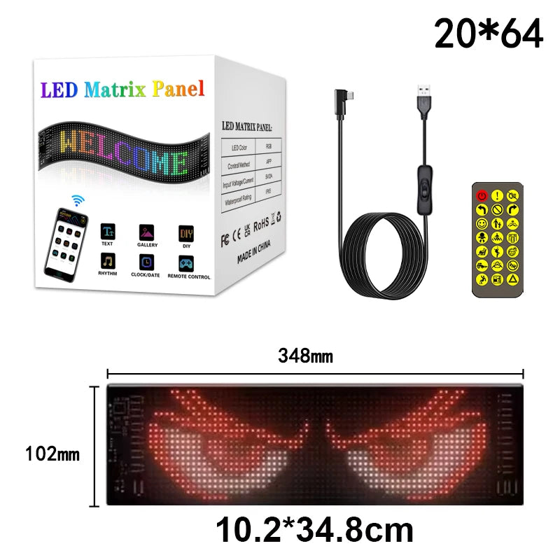 Smart Pixel LED Advertising Sign Scrolling Display Panel Screen BT APP Control USB 5V DIY Image Text Pattern Animation Creative