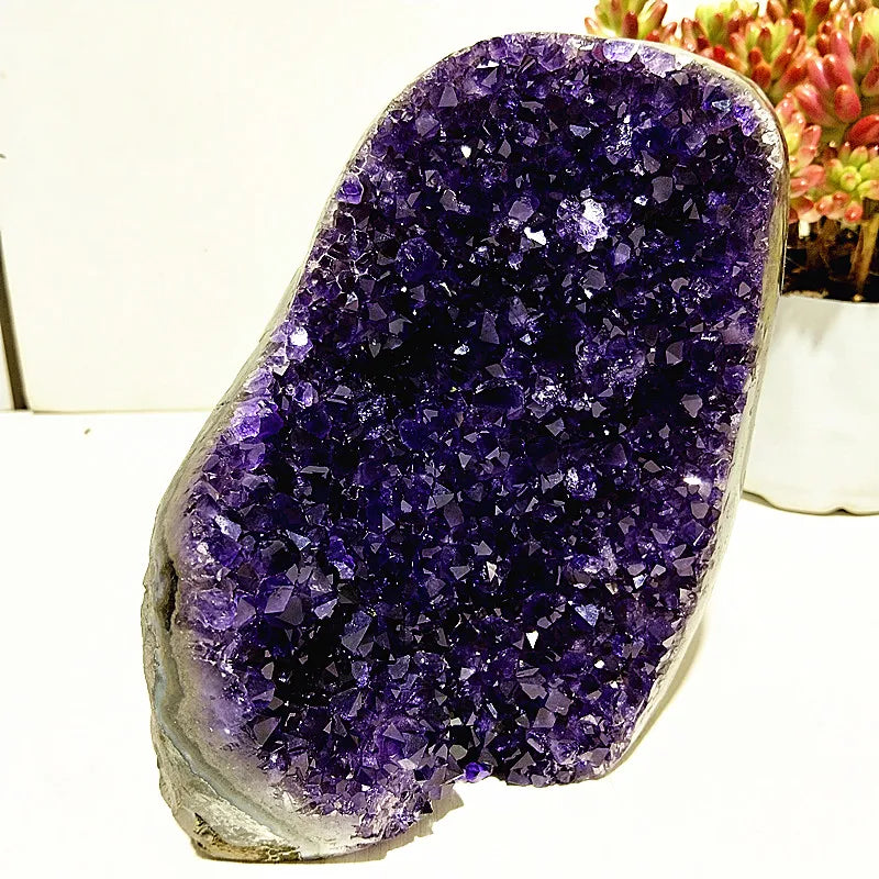 High Quality Uruguay Amethyst Stone Geode Quartz Crystal Cluster display amethyste pierre naturelle Healing Home Room decoration