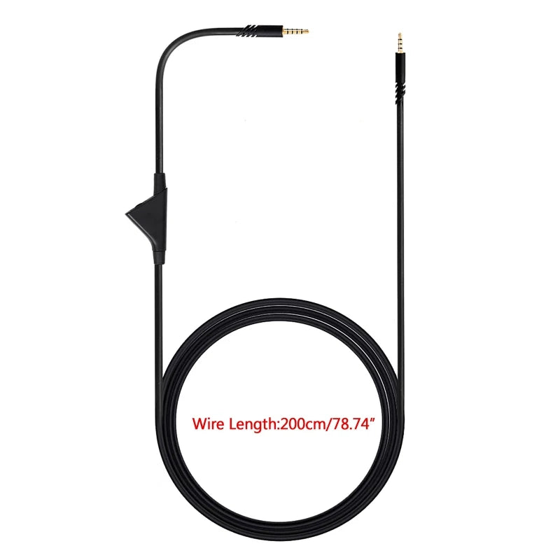 Replacement Black Audio Cable for Logitech Astro A10 A30 A40 A40TR Headphone Accessories Extension Cord with Mute Volume Control