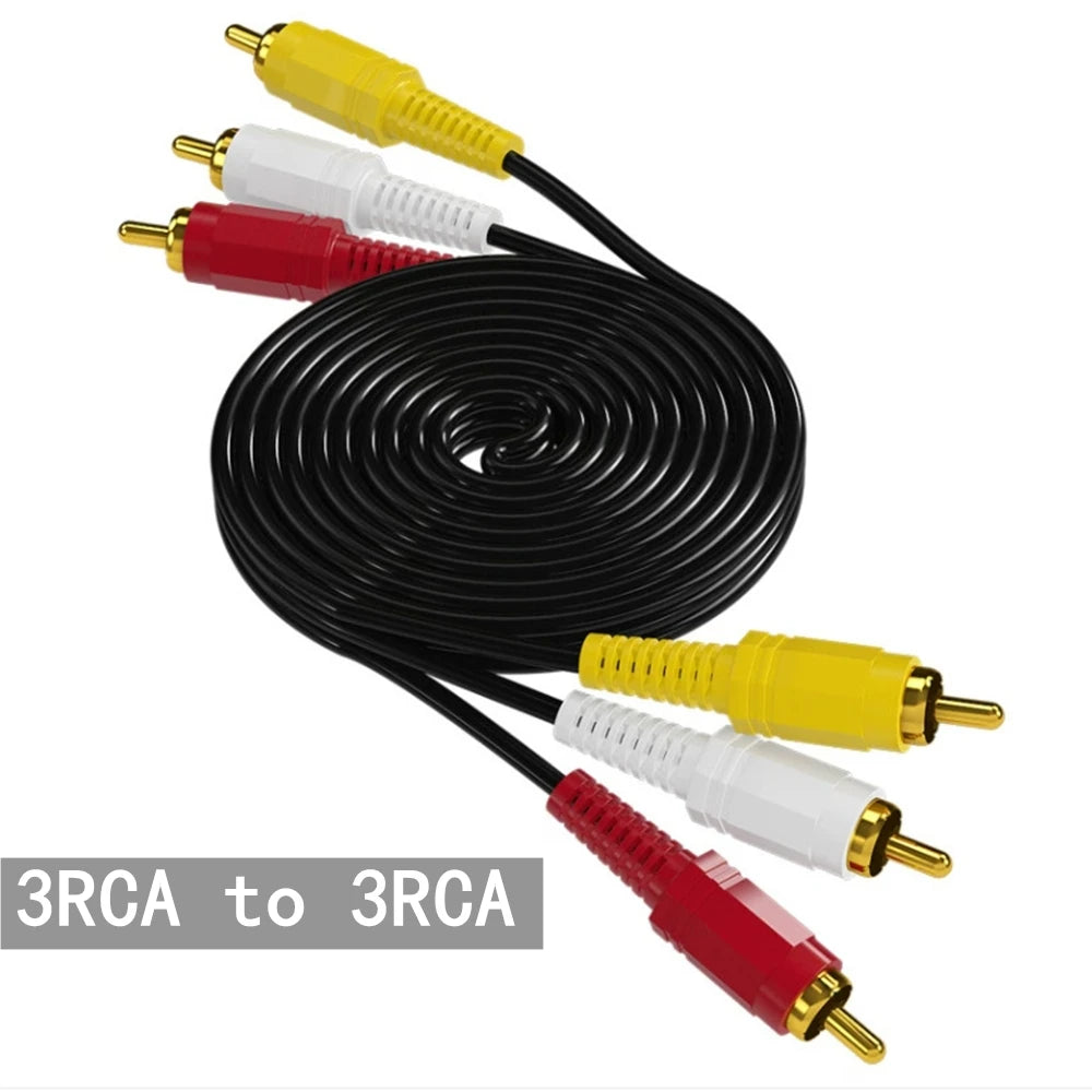 3.5mm to 3RCA to 3RCA 3.5mm to 2RCA to 2RCA Audio Video Cable Gold-Plated AV Cable for TV Amplifier Home Theater Speaker