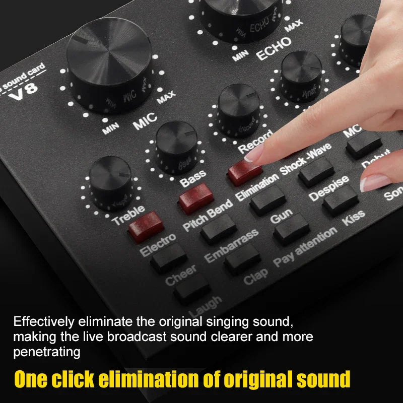 V8 V8S Audio Mixer USB External Headset Microphone Webcast Personal Live Broadcast Sound Card For Phone Computer