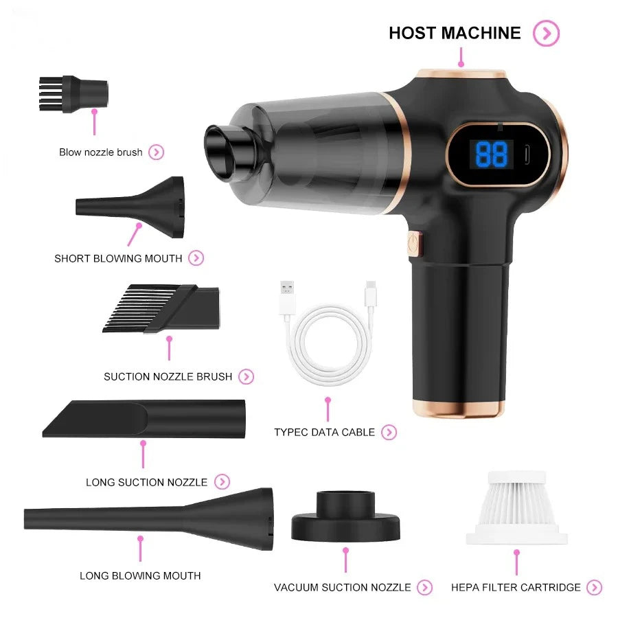 Wireless Vacuum Cleaner Dual Use for Home and Car High Power Home Appliance With display Screen Carpet Sofa Car Cleaner