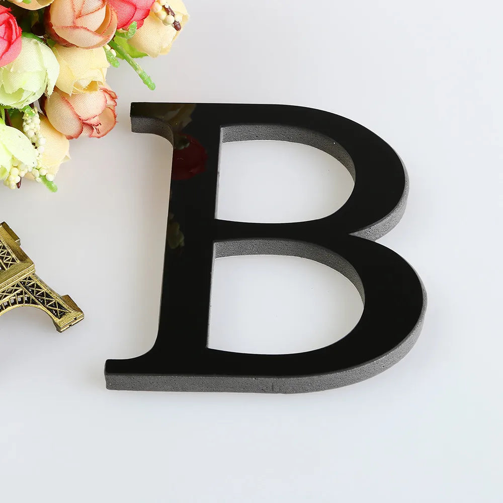 26 Letters Wall Sticker 3D DIY Mirror Acrylic Decals Home Decor Wall Art Mural for party wedding Christmas Retro Wall Art