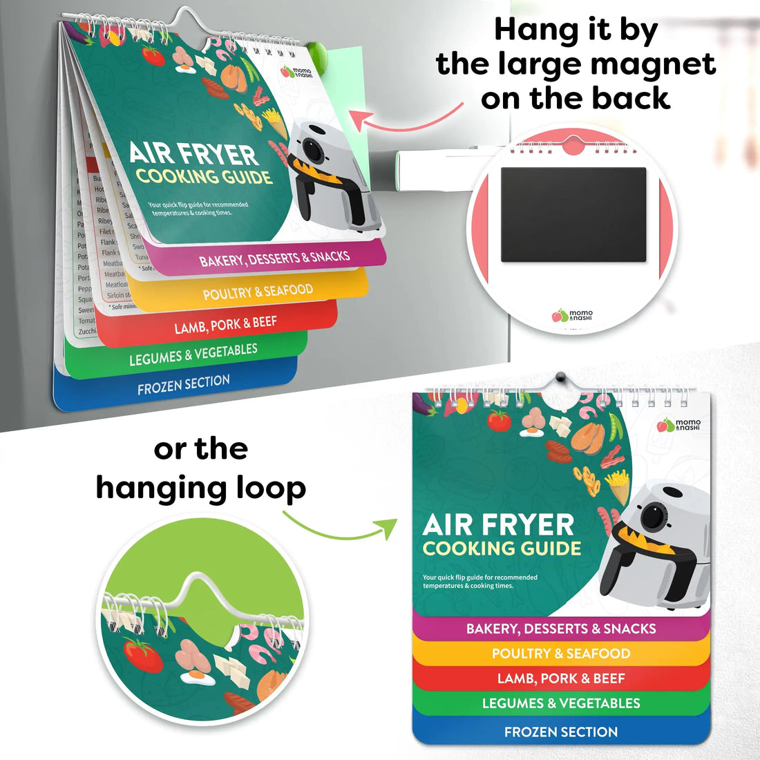 Air Fryer Cookbook Magnetic Cheat Sheet, Guide Booklet, Cookbooks Instant Accessories Oven Cooking Pot Temp Times Chart
