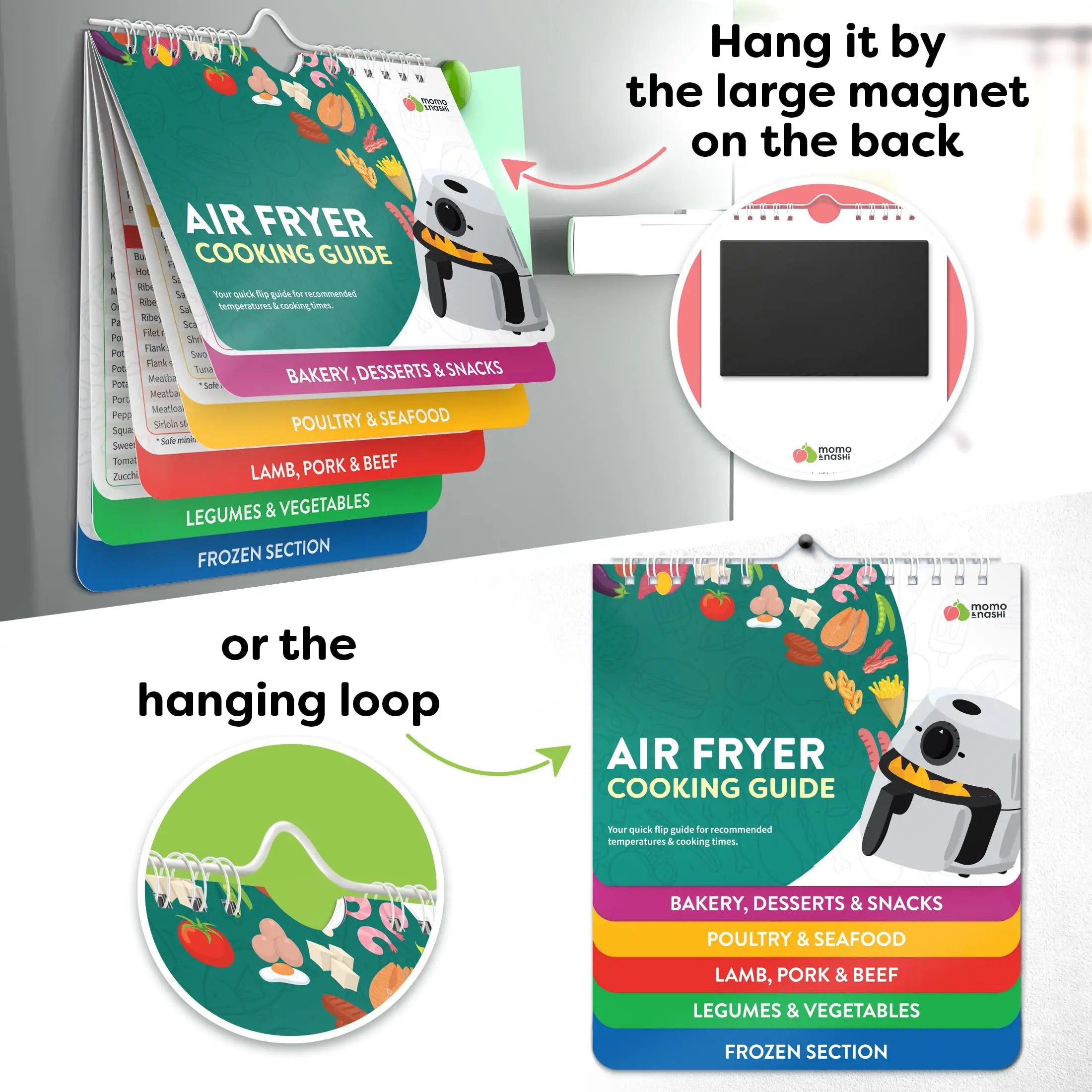 Air Fryer Cookbook Magnetic Cheat Sheet, Guide Booklet, Cookbooks Instant Accessories Oven Cooking Pot Temp Times Chart