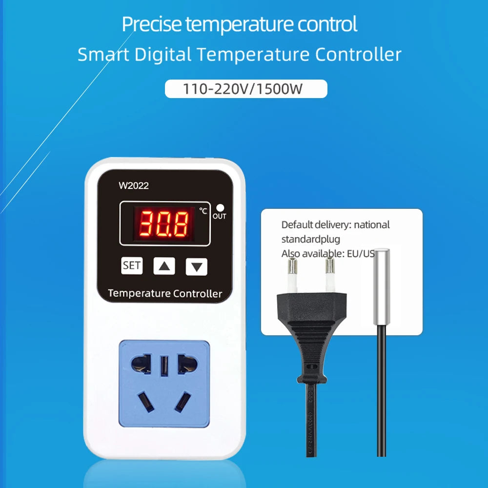 W2022 Temperature Controller AC110/220V LED Display Digital  Thermostat 1500W Smart Microcomputer Precise Temperature Control