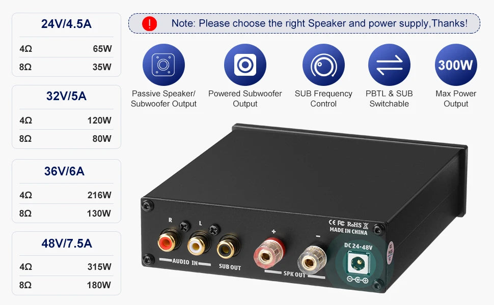 AIYIMA Audio A3001 TPA3255 300W Subwoofer Amplifier HIFI Mono Power Class D Digital AMP for Passive Speaker Home Theater DIY