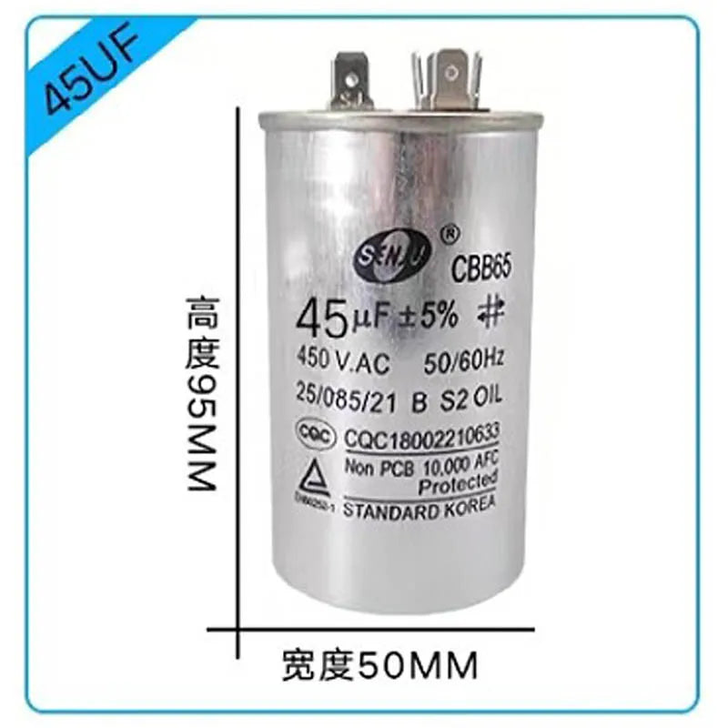 20UF25UF30UF 35UF 40UF 45UF 50UF 55UF 60-100UF CBB65 Air Conditioner Capacitor Compressor Motor Runs Starting Capacitor 450VAC