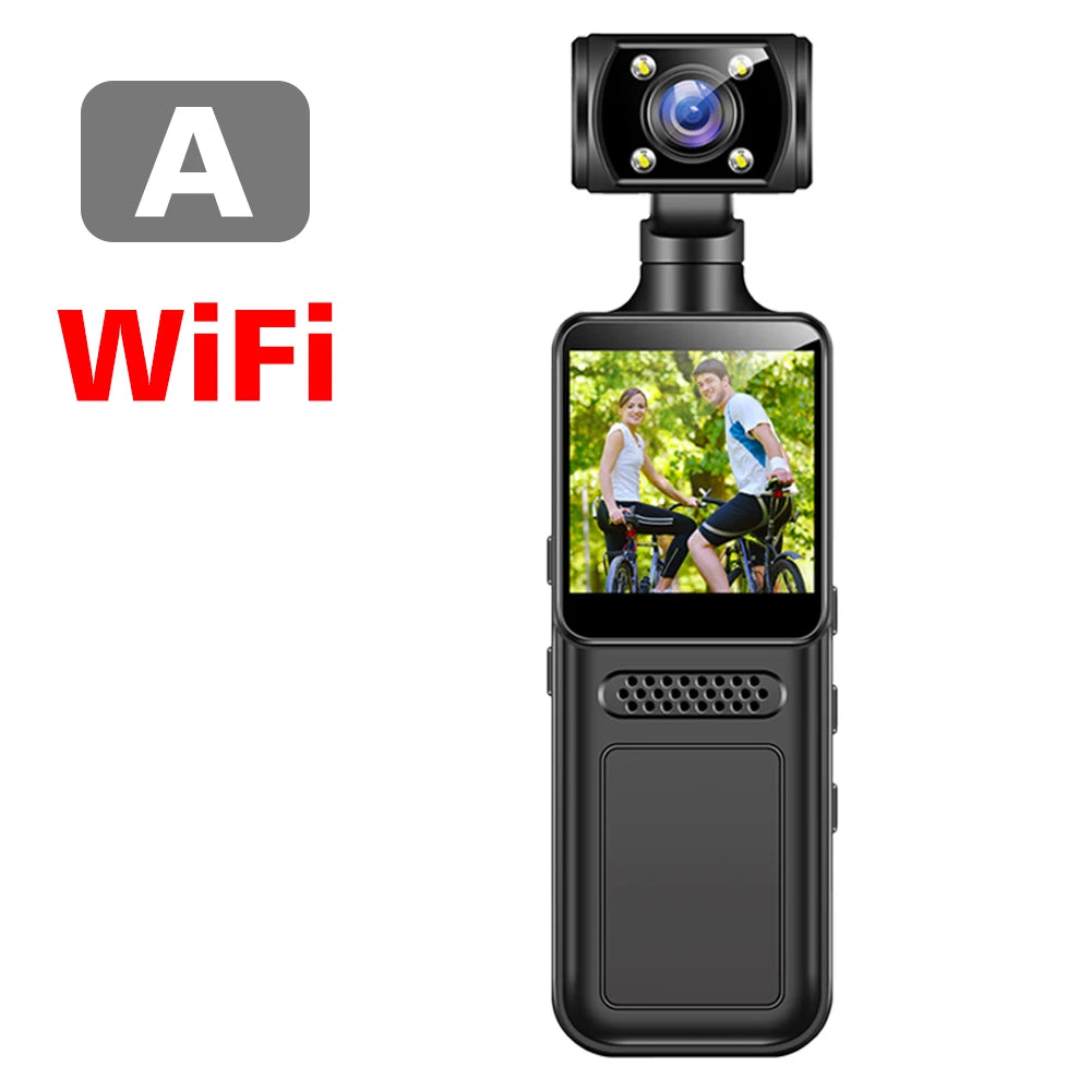 64GB 4K Ultra HD Action Mini Camera 180 Rotatable Vlog Wifi Sports Cam Waterproof Case Helmet Travel Bicycle Driver Recorder