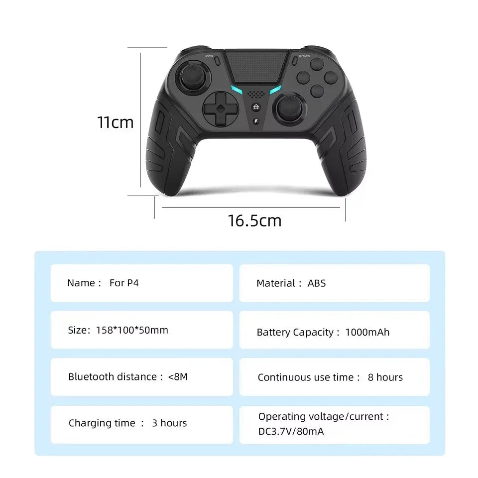 GAMINJA Wireless Controller Dual Vibration Bluetooth Gamepad With Programmable Turbo Function For PS4 Console PC Joystick