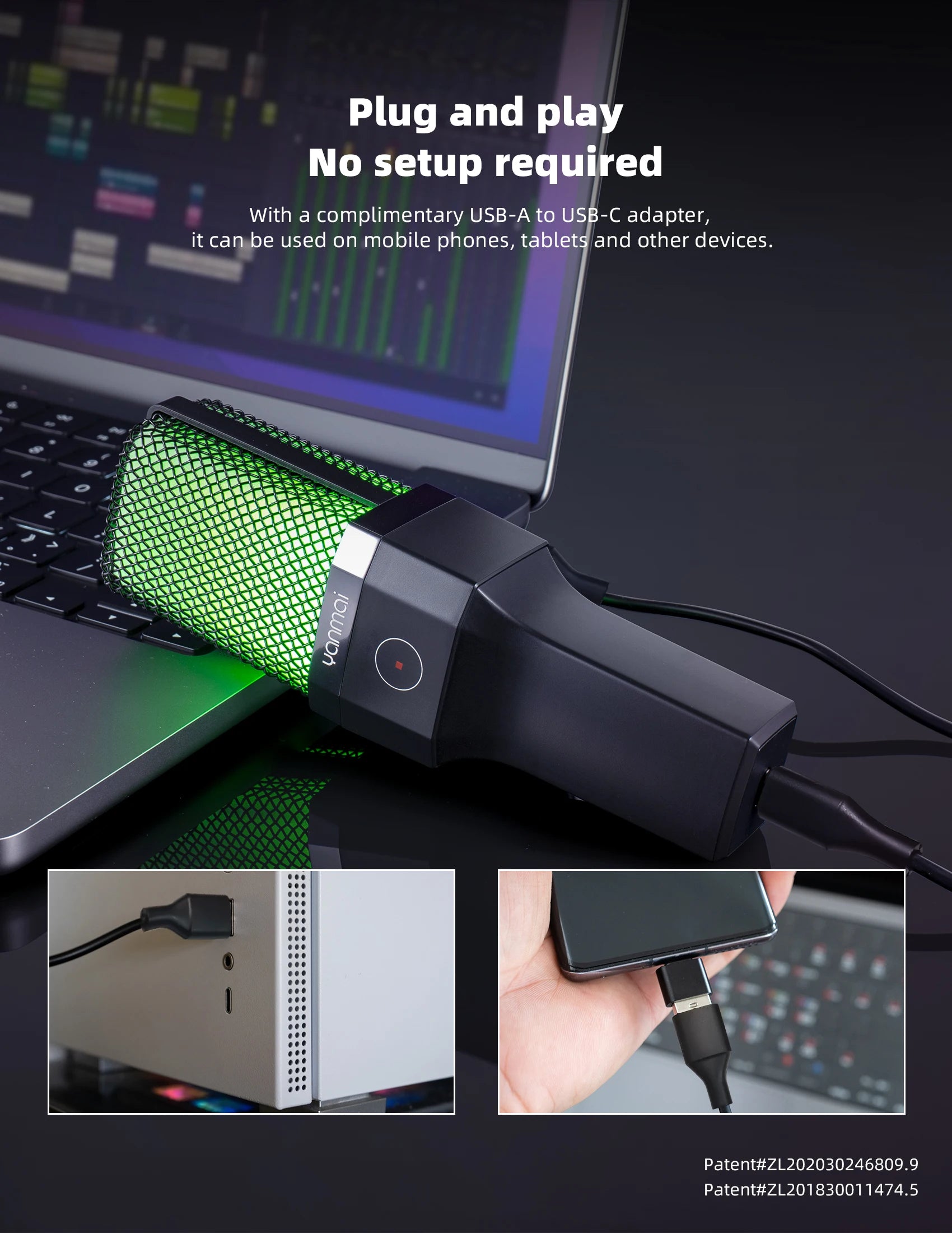 Gaming Computer Professional Condenser Microphone Mic PC Laptop USB Wired Live Streaming Podcast Studio Mike Kit Gamer Karaoke