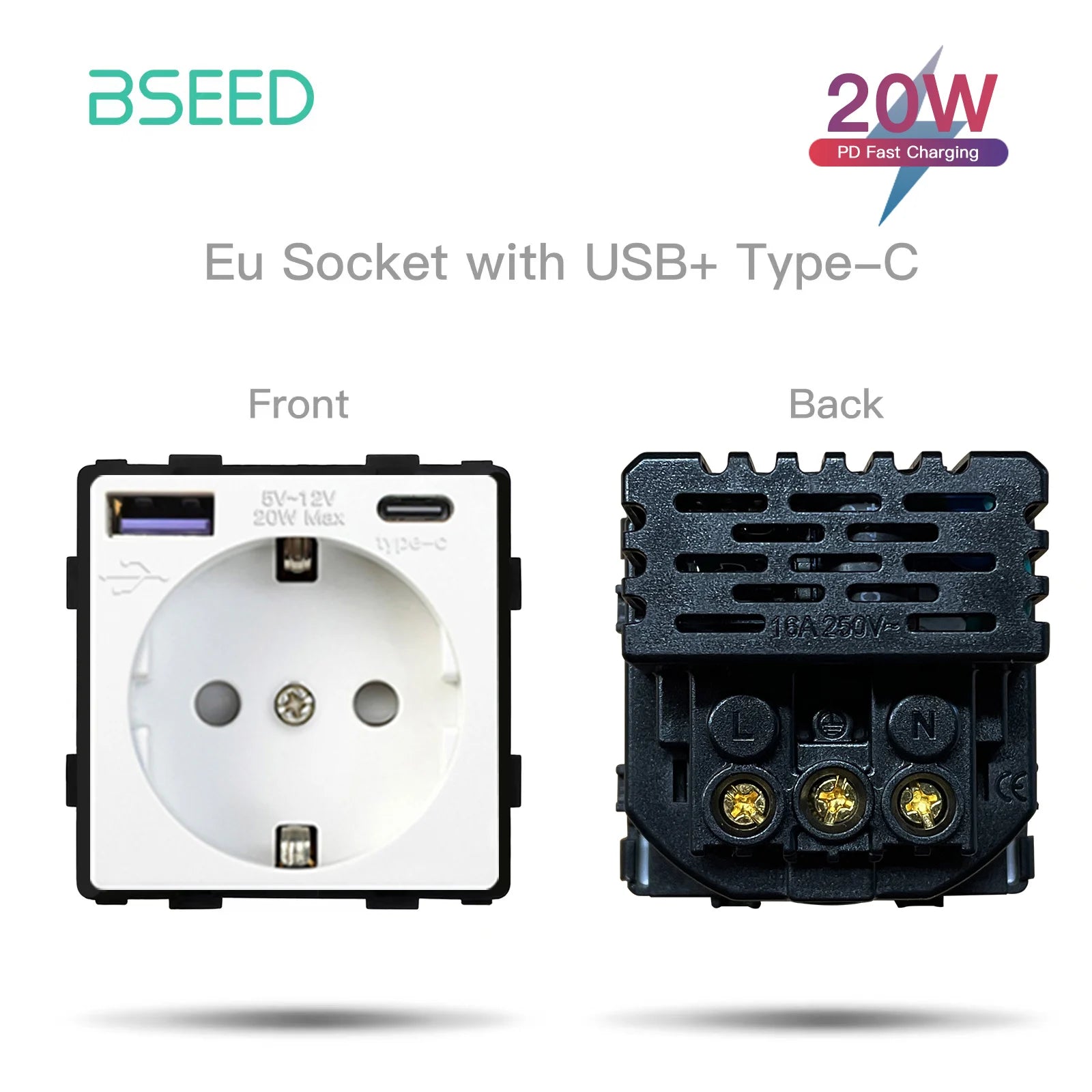 BSEED 1/2/3Gang Smart Zigbee Switches Function Part Touch Glass Front Panel EU Wall Socket Smart Plug DIY Parts Free Combination