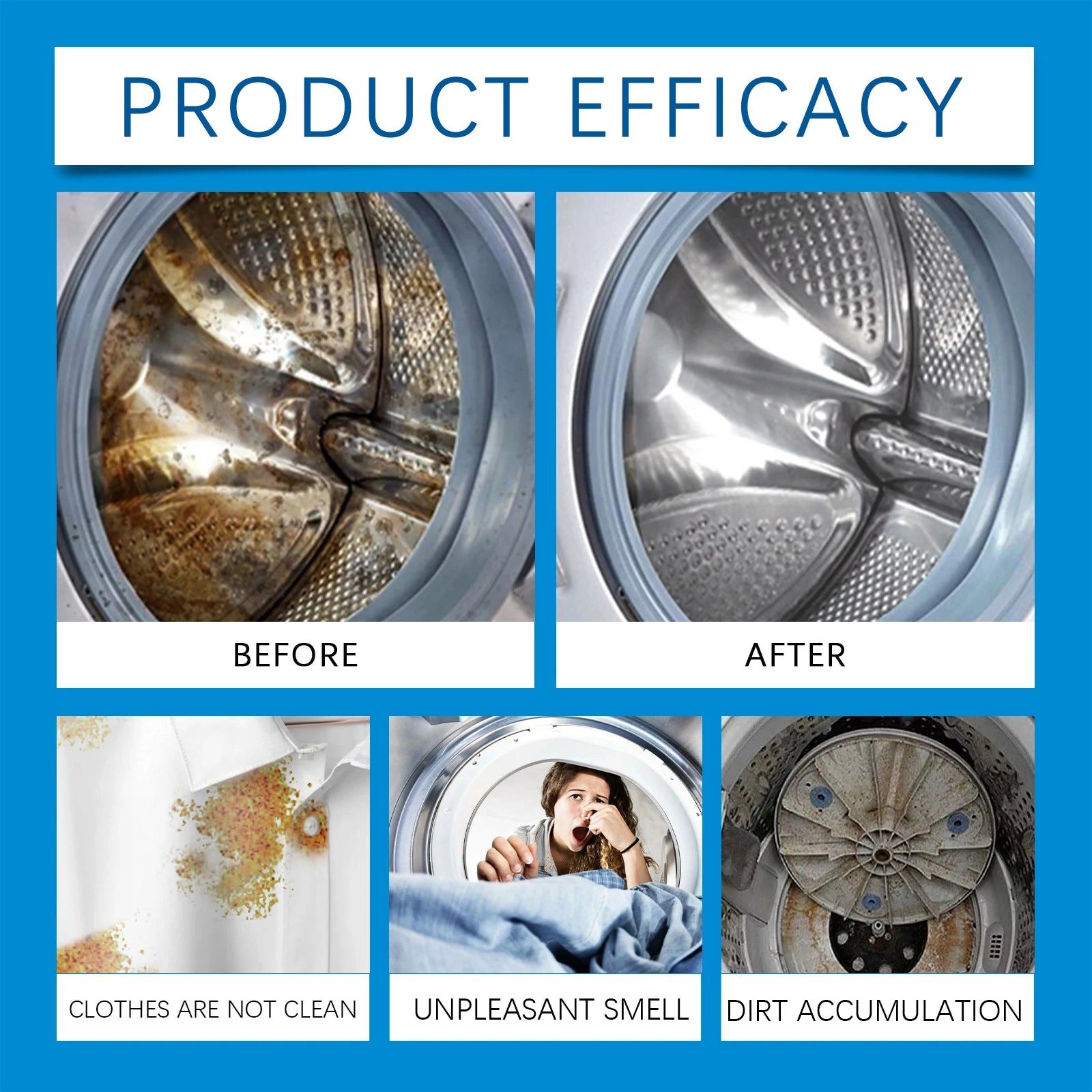 12PCS Washing Machine Cleaning Effervescent Tablets Deeply Cleans Stubborn Dirt Eliminates Odors Mild No Residue For All Models