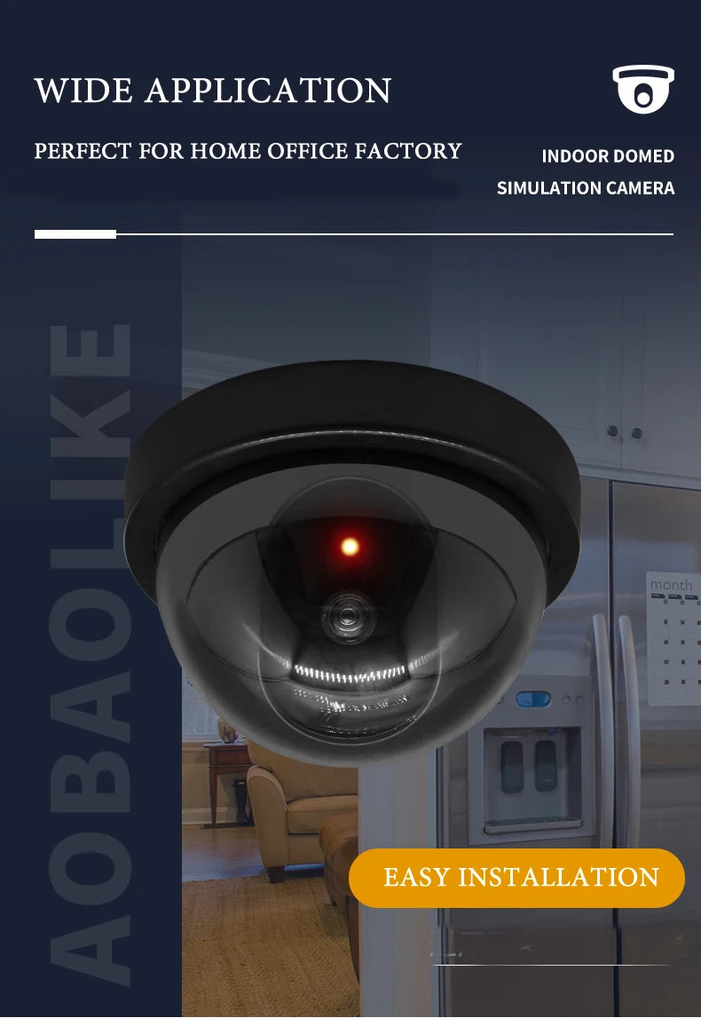 Creative Black Plastic Dome CCTV Dummy Camera Flashing Led Fake Camera Power Via AA Battery Surveillance Security System