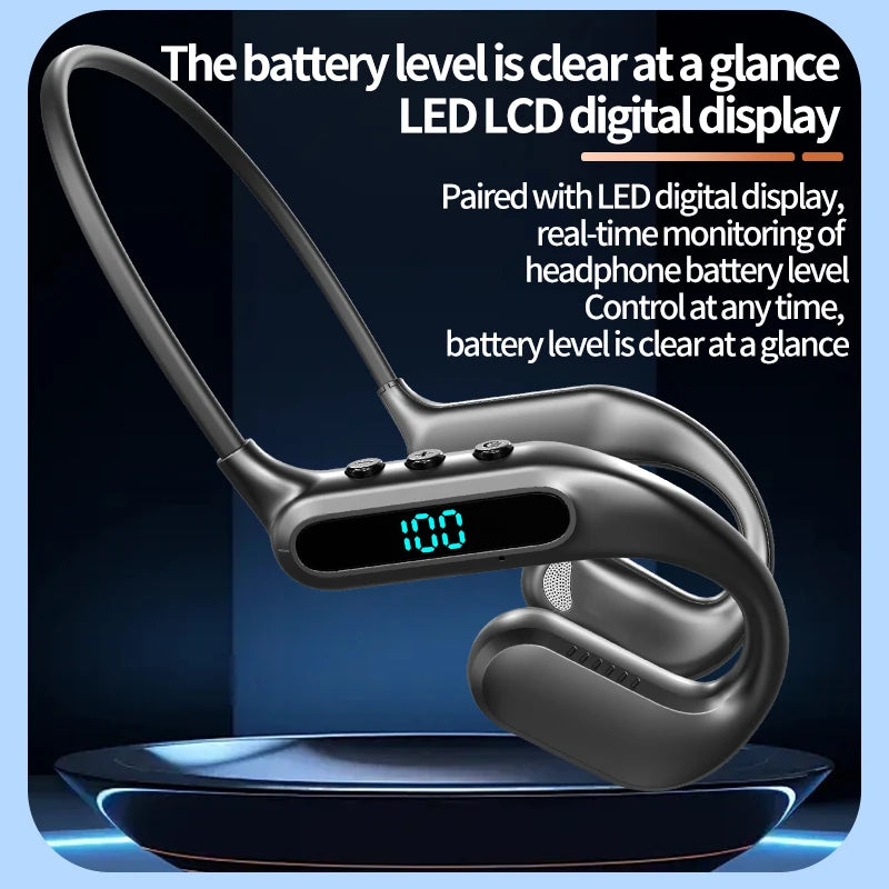 Bluetooth 6.0 Air Conduction Headphone Wireless Waterproof Sports Headset HiFi Stereo Noise Reduction Music Ear Hook Earbuds