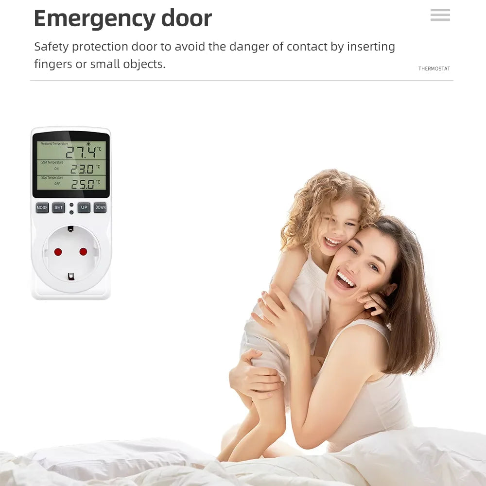 Temperature Controller Socket Digital Thermostat 120/220V Timer Socket Outlet Heating Cooling Switch With Sensor Probe