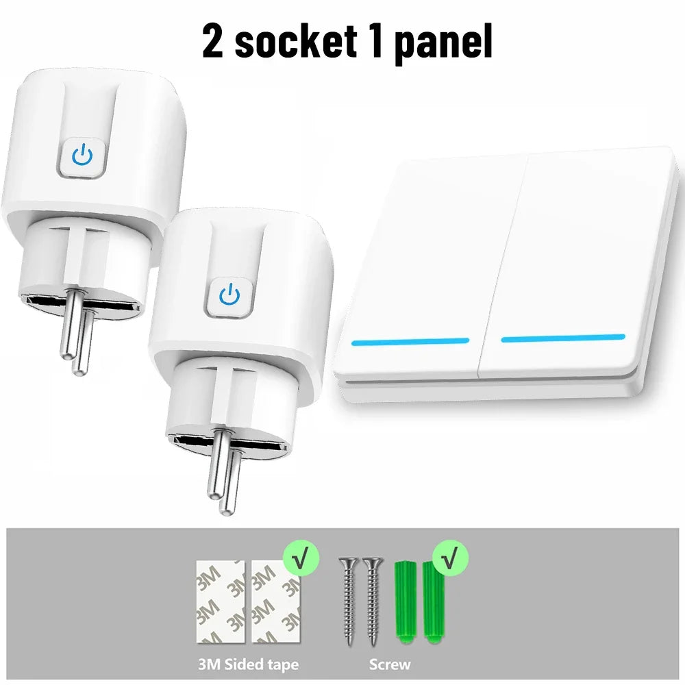 RF433 Smart Socket Wireless Remote Control 220V 230V EU Fr Korean Plug Programmable Socket with Push Button Wall Switch for Home