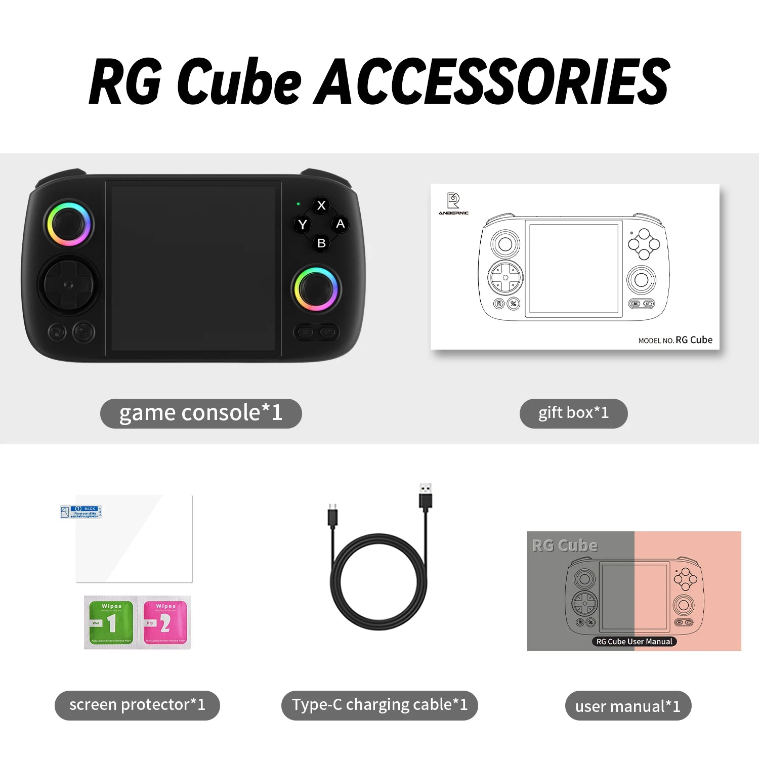 Anbernic RG Cube Handheld Game Console 3.95'' IPS Multi-touch Screen T820 Android 13 RGB Joystick 5200mAh Video Gaming Consoles