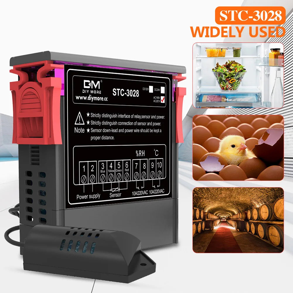 STC-3028 Wired Temperature Controller Digital Thermostat Controller Temperature And Humidity Controller Sensor AC 220V DC12V 24V