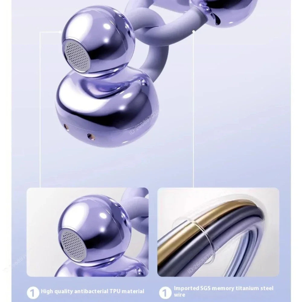 Premium Clip-on Earphones Wireless Bluetooth Earbuds Sound Quality Long Battery Life Perfect for Sports Headphones With Micphone