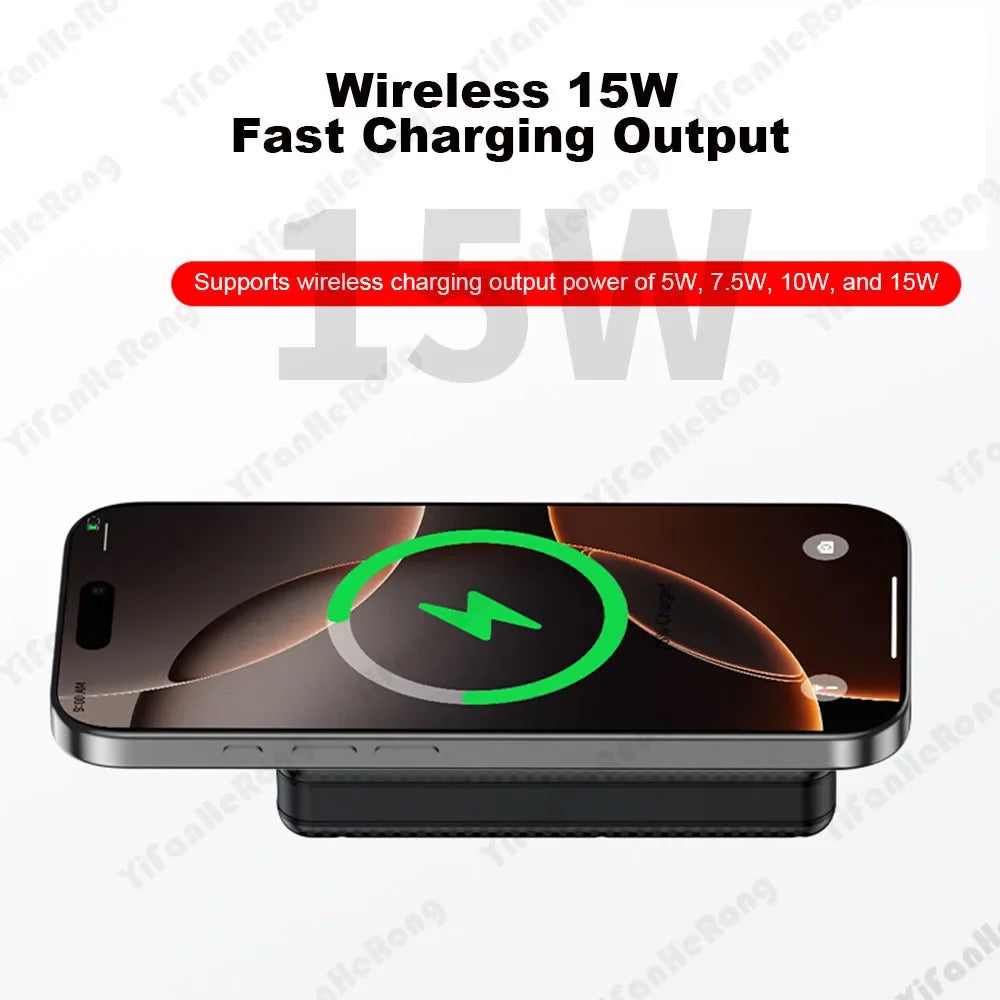 22.5W Wired +15W Wireless External Power Bank Case Battery Charge Storage Box Battery Holder 6*18650 20000mAh Power Bank Case