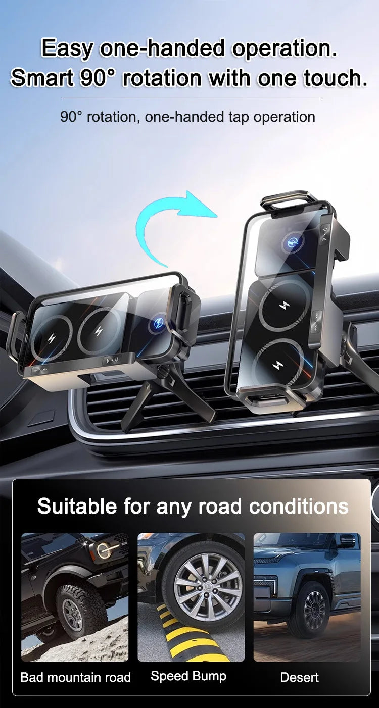 New High Intelligent Mobile Phone/Pad Holder Magnetic Phone Holder for Car Auto Rotating Phone Holder Wireless Car Charger