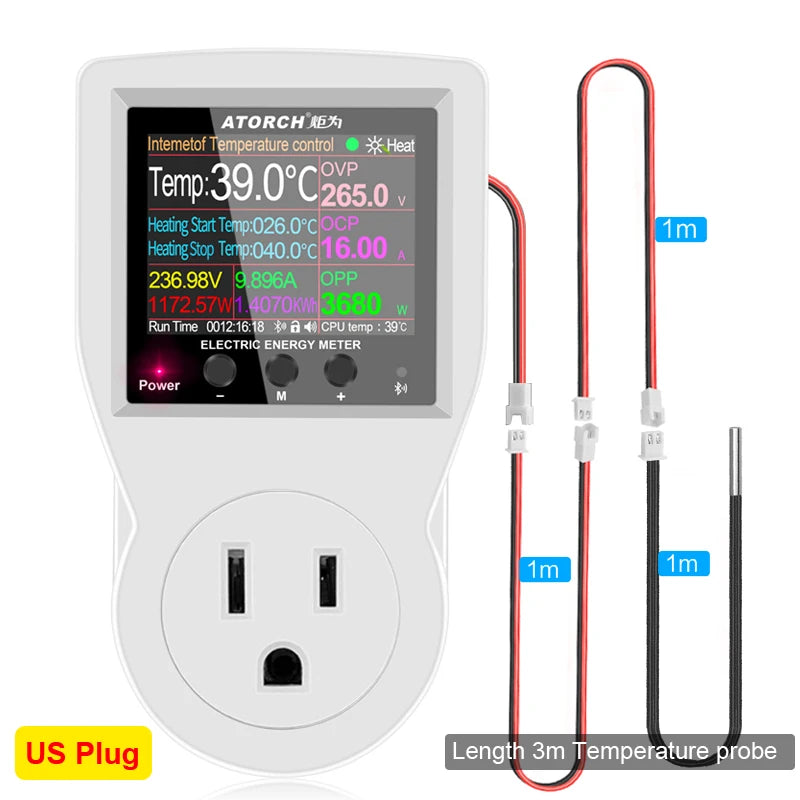 16A Tuya WIFI Digital Thermostat Socket Incubator AC220V Temperature Controller With Timer Switch Cooling Heating 3M NTC Sensor
