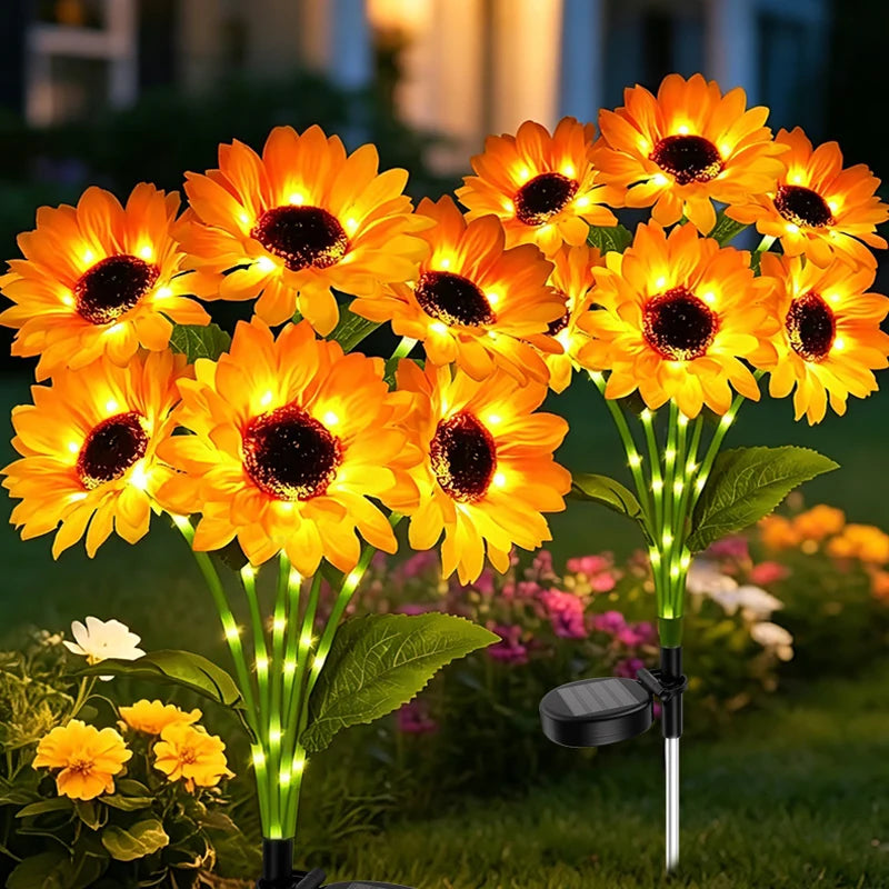 Solar Lawn Stake Lights Outdoor Waterproof Sunflower Fairy Lights Gift for Women Mom Grandma Light for Yard Patio Lawn Pathway