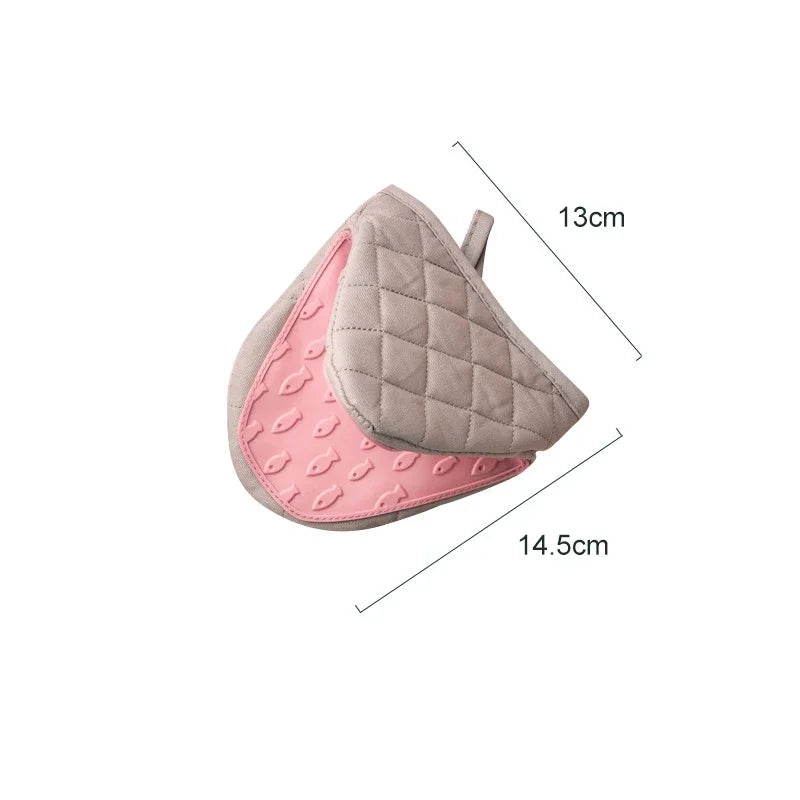 Short Kitchen Anti  Oven Mitts, Heat Resistant Silicone Kitchen Mini Oven Mitts for 500 Degrees, Non-Slip Grip Surfaces