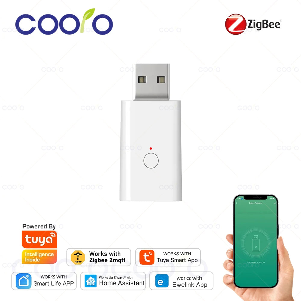 Smart ZigBee Signal Repeater USB Signal Amplifier Extender for Smart Home Device Automation Work with Home Assistant ZigBee2MQTT