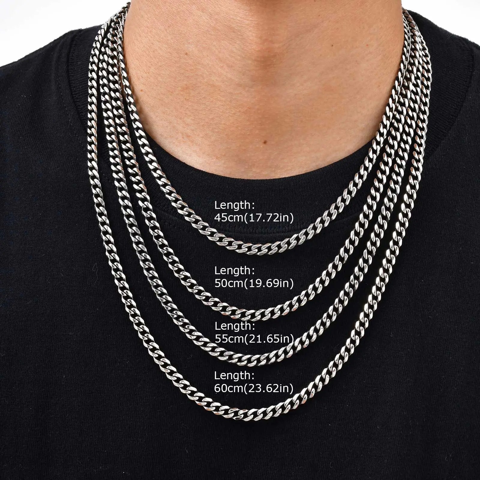 Vintage Chain Necklace for Men Boys,3/5/7mm Retro Grey Stainless Steel Collars,Rock Punk Antique Jewelry Gifts