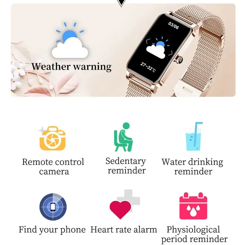 Women's Luxury Smartwatches Connect Phone Interactive Music Full Touch Smart Watches Weather Reminder Custom Wallpaper Smartband