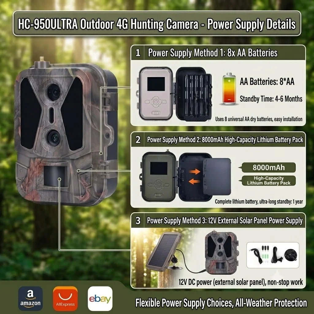 4K 4G Tracking Camera with APP Control Cloud Service 8000mAh Battery Dual Lens Wildlife Hunting Camera for Outdoor Surveillance