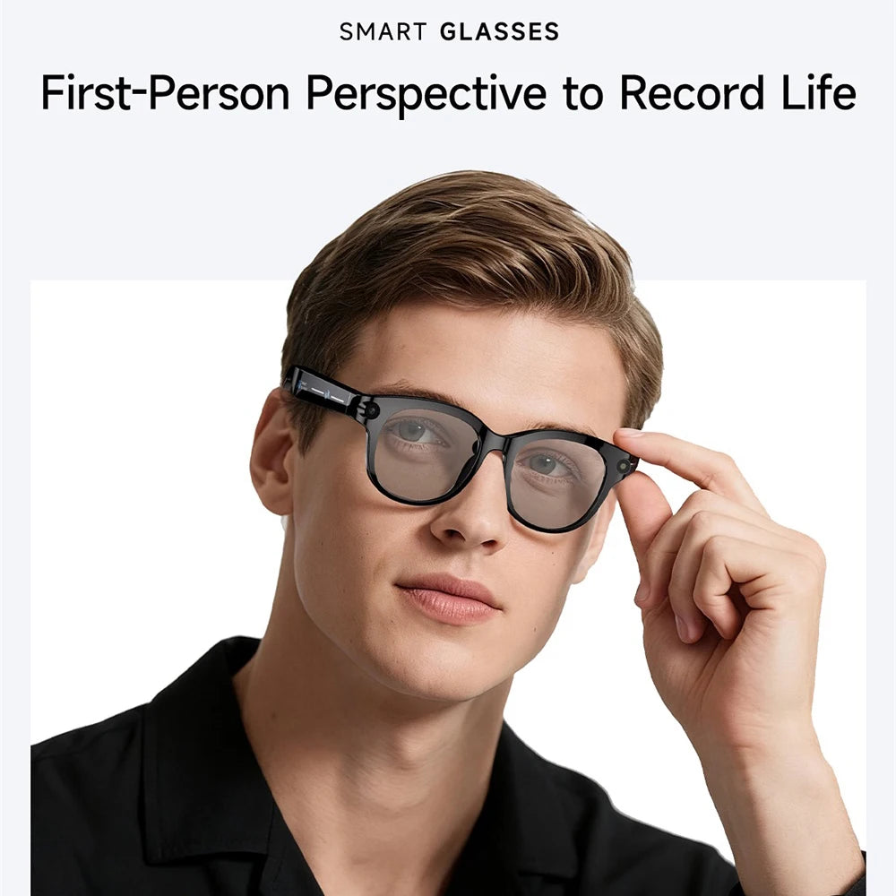 AI Smart Glasses Real-time Translation Dual Camera Bluetooth Call Sunglasses Shoot Audio Video Music Player Multifunctional Men