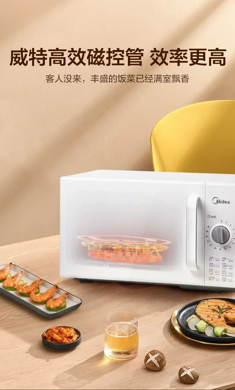 Household Microwave Oven: 20L Small Size, Multi-Functional with Turntable & Mechanical Side-Pull Design