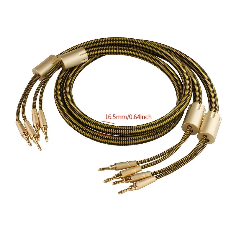 YYTCG One Pair HIFI Speaker Audio Cable High-End Stereo Amplifier Cable 7N OCC silvery plating Wire core Replaceable Y plug