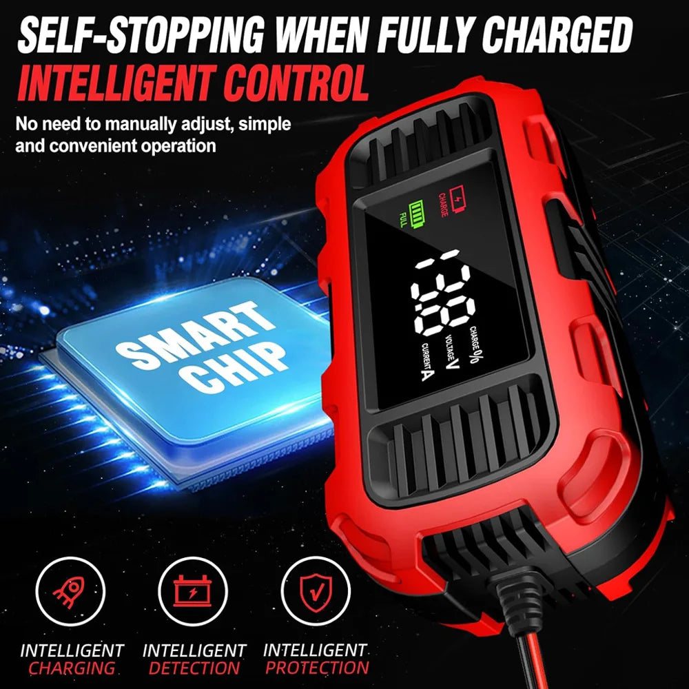 Smart Battery Charger For Lead-Acid Battery Charger Digital For Car Motorcycle Scooter Battery Charging Battery Maintenance